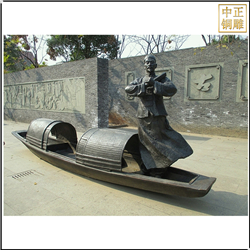 劃船人物景觀(guān)雕塑